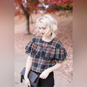 HOLIDAY SALE!  EUC Edie Stewart J Crew Tartan Plaid top blouse